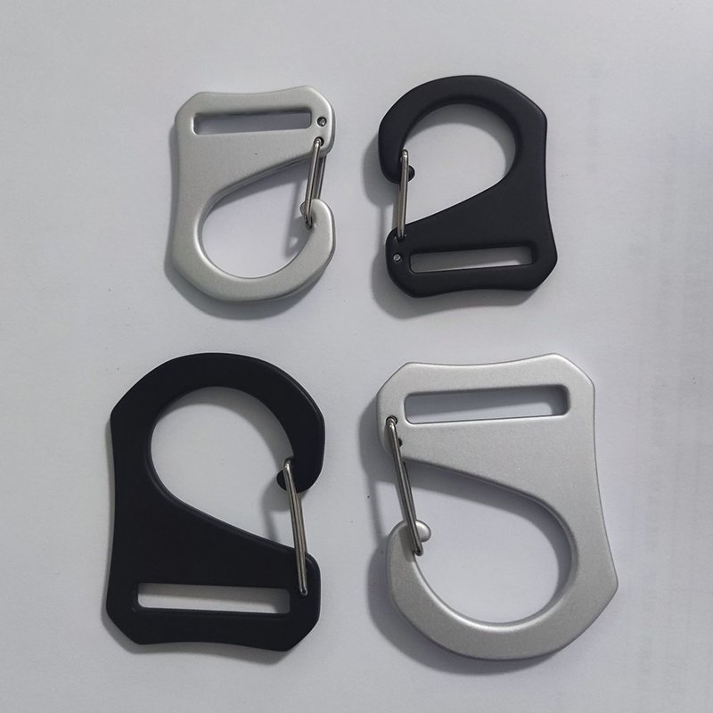 Custom Silver Black 25mm Spring Hook Buckle Webbing Aviation Aluminium G Shape Hook Carabiner