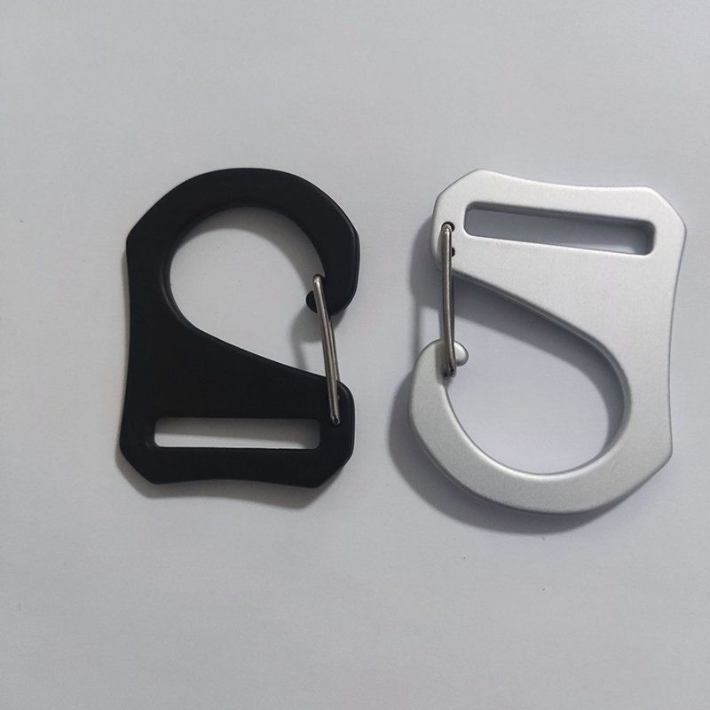 Custom Silver Black 25mm Spring Hook Buckle Webbing Aviation Aluminium G Shape Hook Carabiner
