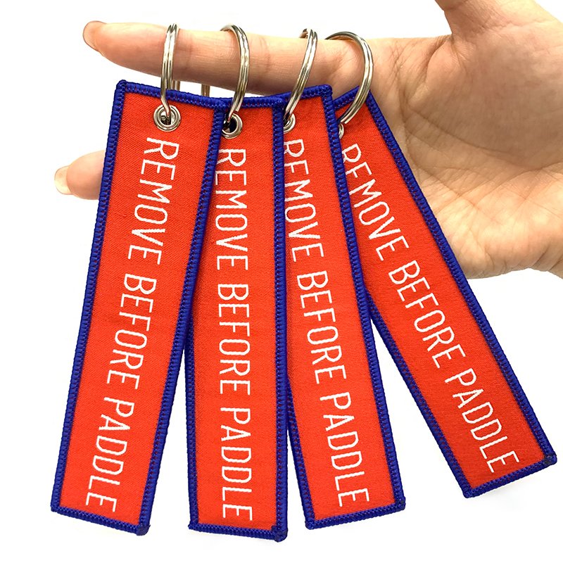 Customized Woven Airplane Twill Aviation Key Chain Jet Tag Paddle Flight Tag Custom Keychain