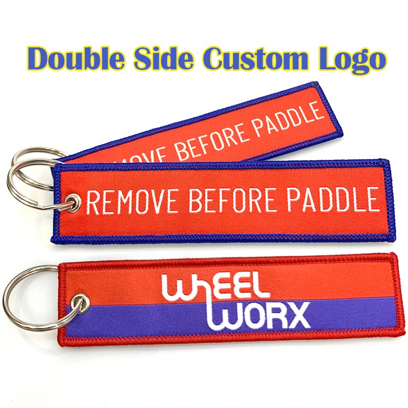 Customized Woven Airplane Twill Aviation Key Chain Jet Tag Paddle Flight Tag Custom Keychain