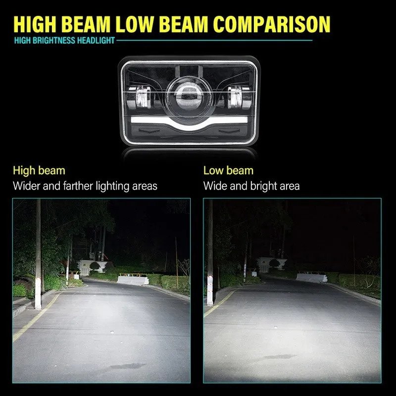 7x6" 5x7" Universal Car LED Headlight Strobe Red Blue Headlamp Turn Signal Lamp High Low Beam Spot/flood Light Car Accessories