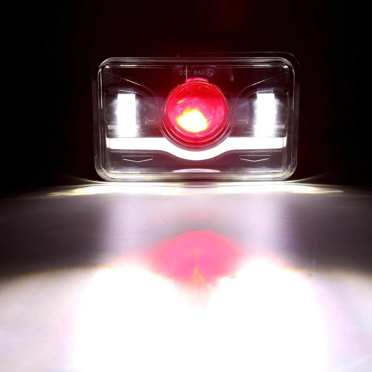 7x6" 5x7" Universal Car LED Headlight Strobe Red Blue Headlamp Turn Signal Lamp High Low Beam Spot/flood Light Car Accessories