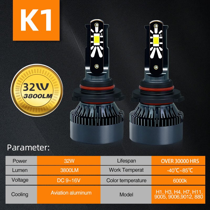 32w Led Headlight Bulb Car Accessories H4 Led Headlights H7 H8 H11 9005 9006 COB Chip K1 Led Headlamp for Universal Car