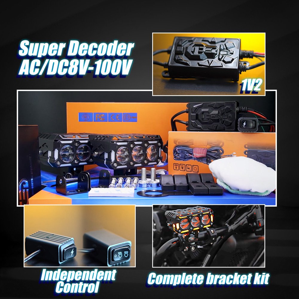 MOTOLED Motorcycle External Spotlights Led Strobe Lights Auxiliary Spotlight 50 60 70 80 100 140 180 Watts