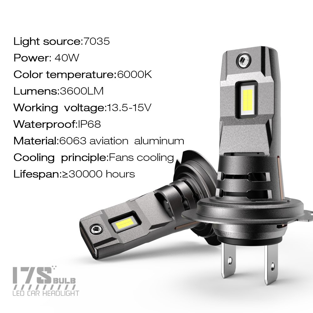 I7S H7 LED Headlight Bulbs Single Beam Bulb 6000 Lumens White 6000k CSP 3570 Chips Using for Auto Lighting System Fog Light