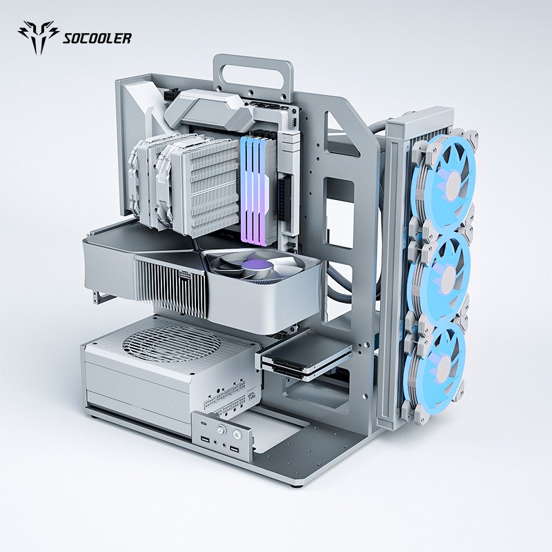 Socooler Mid Tower Computer Cabinets White ATX Cases with Fans for Gaming PCs Full Tower Cases Used Computer Accessories