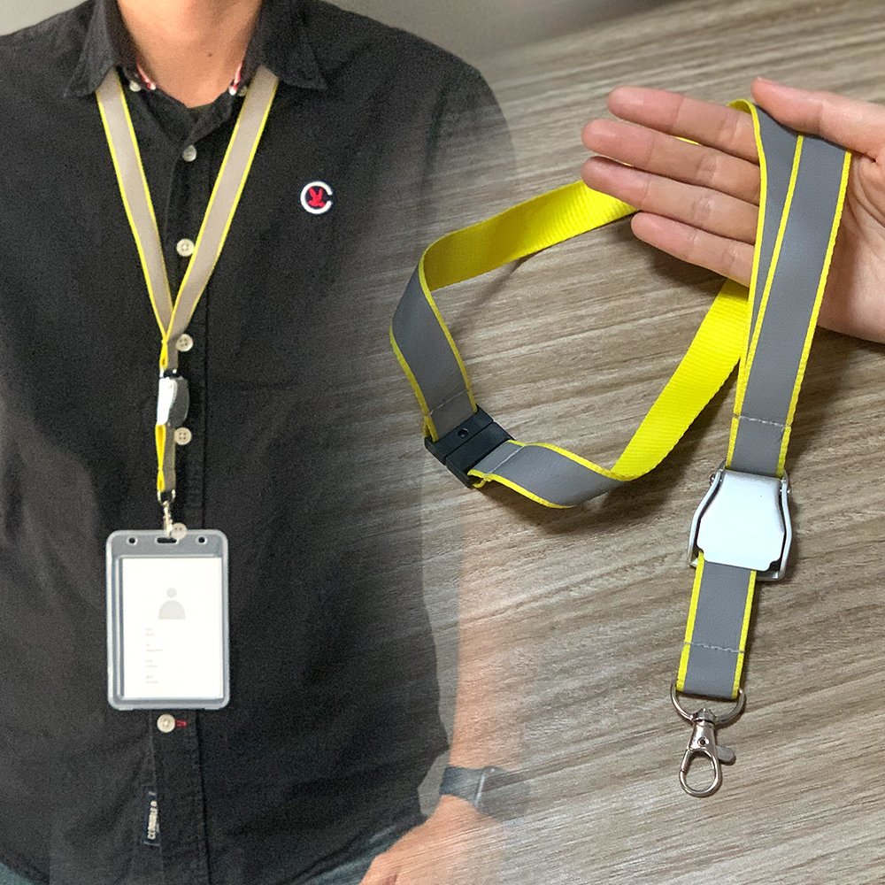 Neon Reflective Silkscreen Printing Polyester Safety Buckle Belt Design Sublimation Blank Airbus Aviation Lanyard