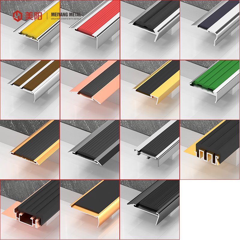 Aviation Aluminum Metallic Decoration Stainless Steel Stair Parts Edge Trim Staircase Anti slip Strip for Wall