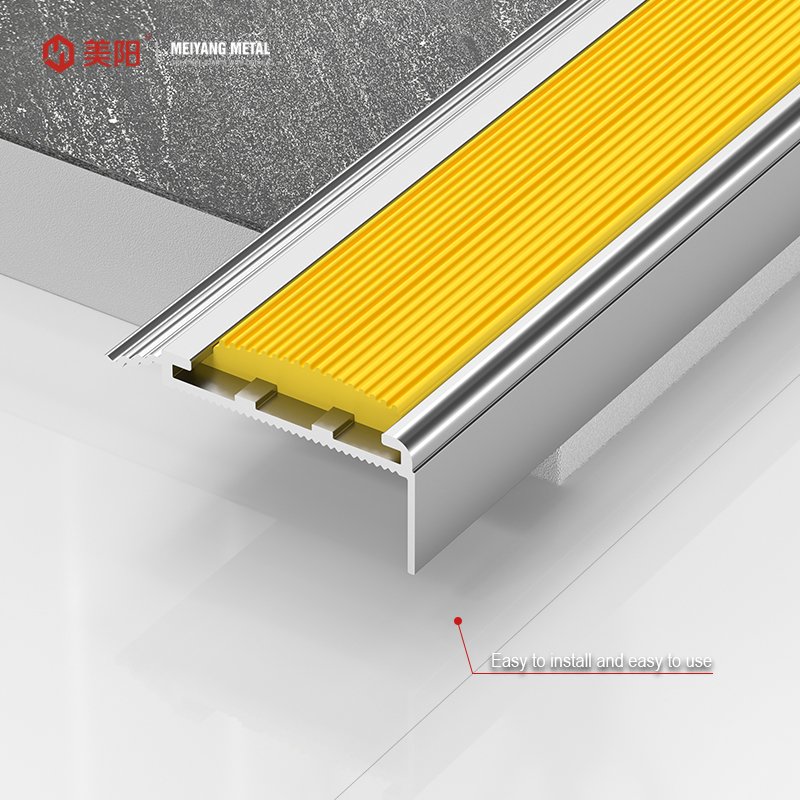 Aviation Aluminum Metallic Decoration Stainless Steel Stair Parts Edge Trim Staircase Anti slip Strip for Wall