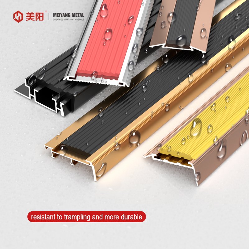 Aviation Aluminum Metallic Decoration Stainless Steel Stair Parts Edge Trim Staircase Anti slip Strip for Wall