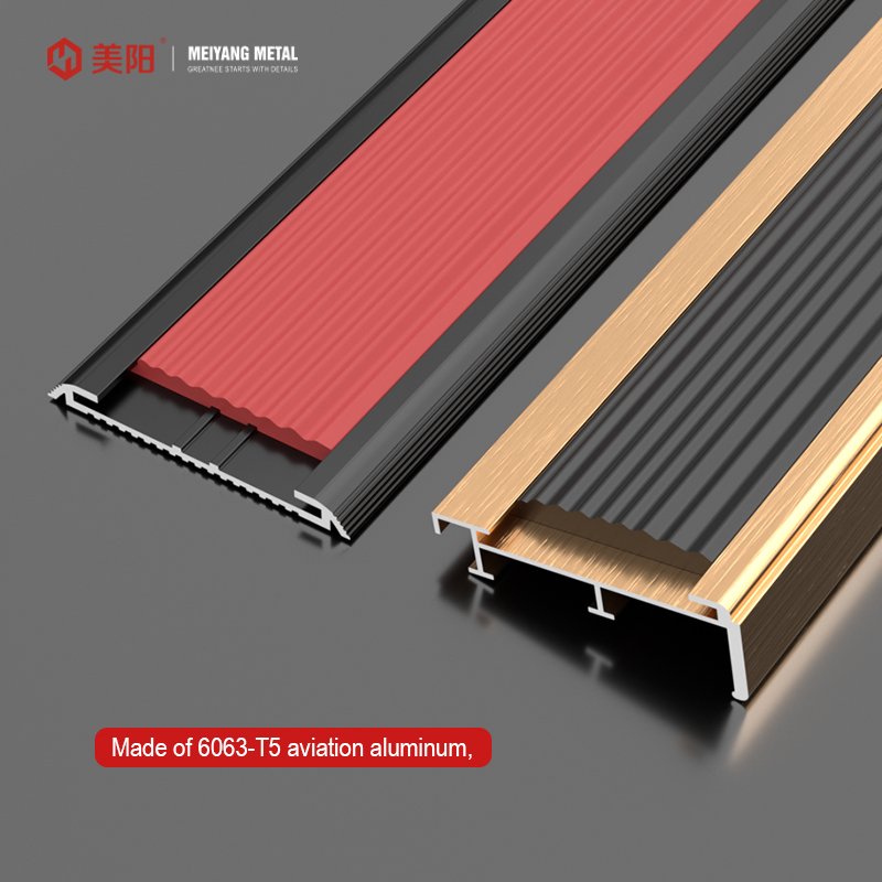 Aviation Aluminum Metallic Decoration Stainless Steel Stair Parts Edge Trim Staircase Anti slip Strip for Wall
