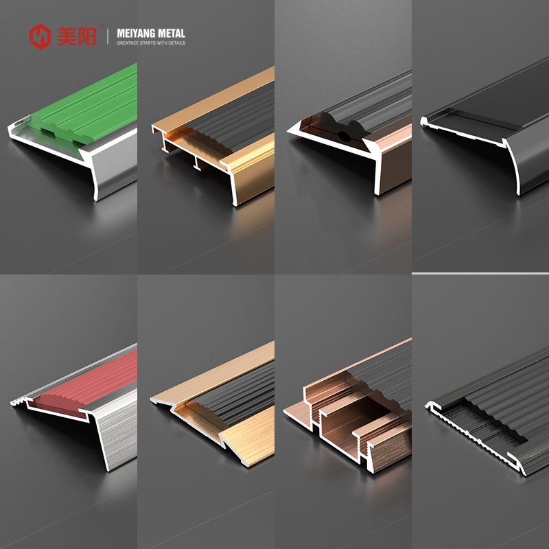 Aviation Aluminum Metallic Decoration Stainless Steel Stair Parts Edge Trim Staircase Anti slip Strip for Wall