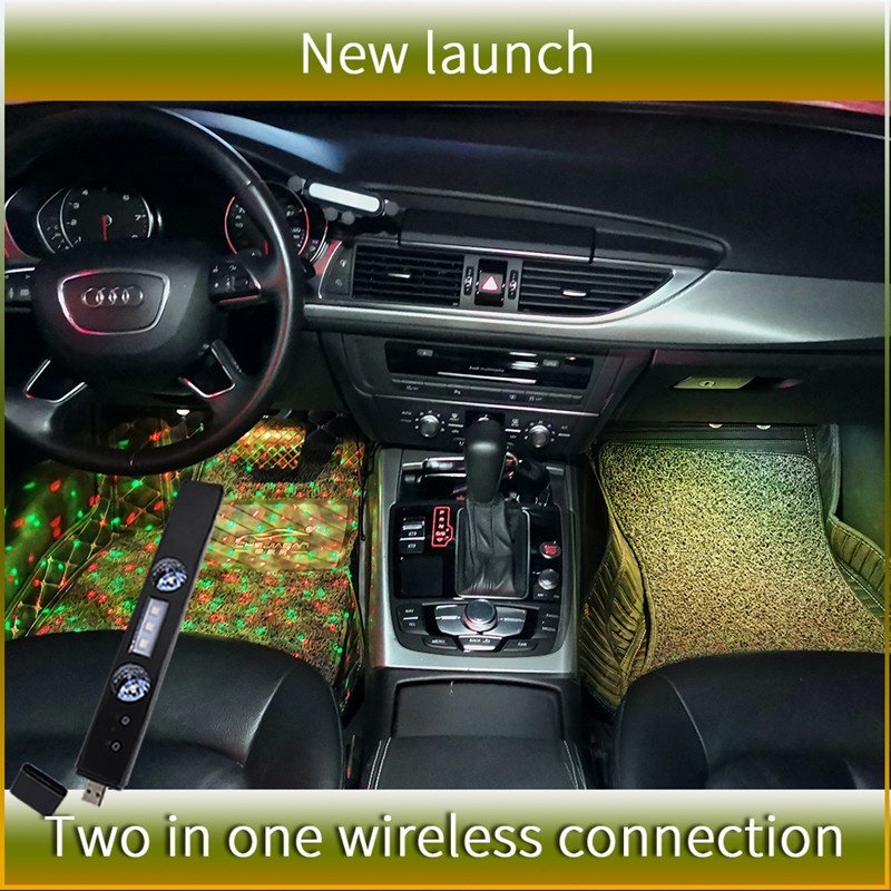 2pcs Car LED Decoration Atmosphere Light Car USB Charging Sole Modification Wireless Colorful Voice-activated Atmosphere Light