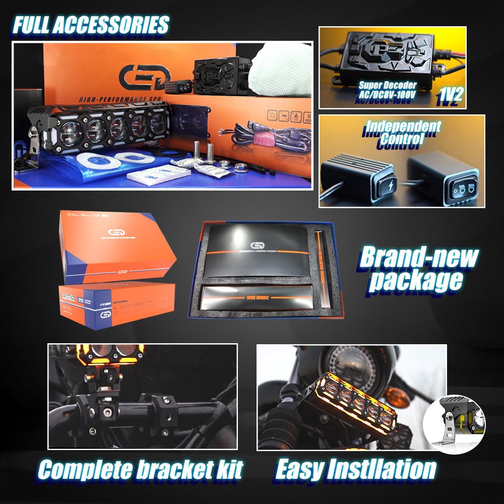 MOTOLED Motorcycle Fog Light Small Led Dual Color Lights Front Headlight Universal 100 Wattts 60w 70w 80w 100w 200w