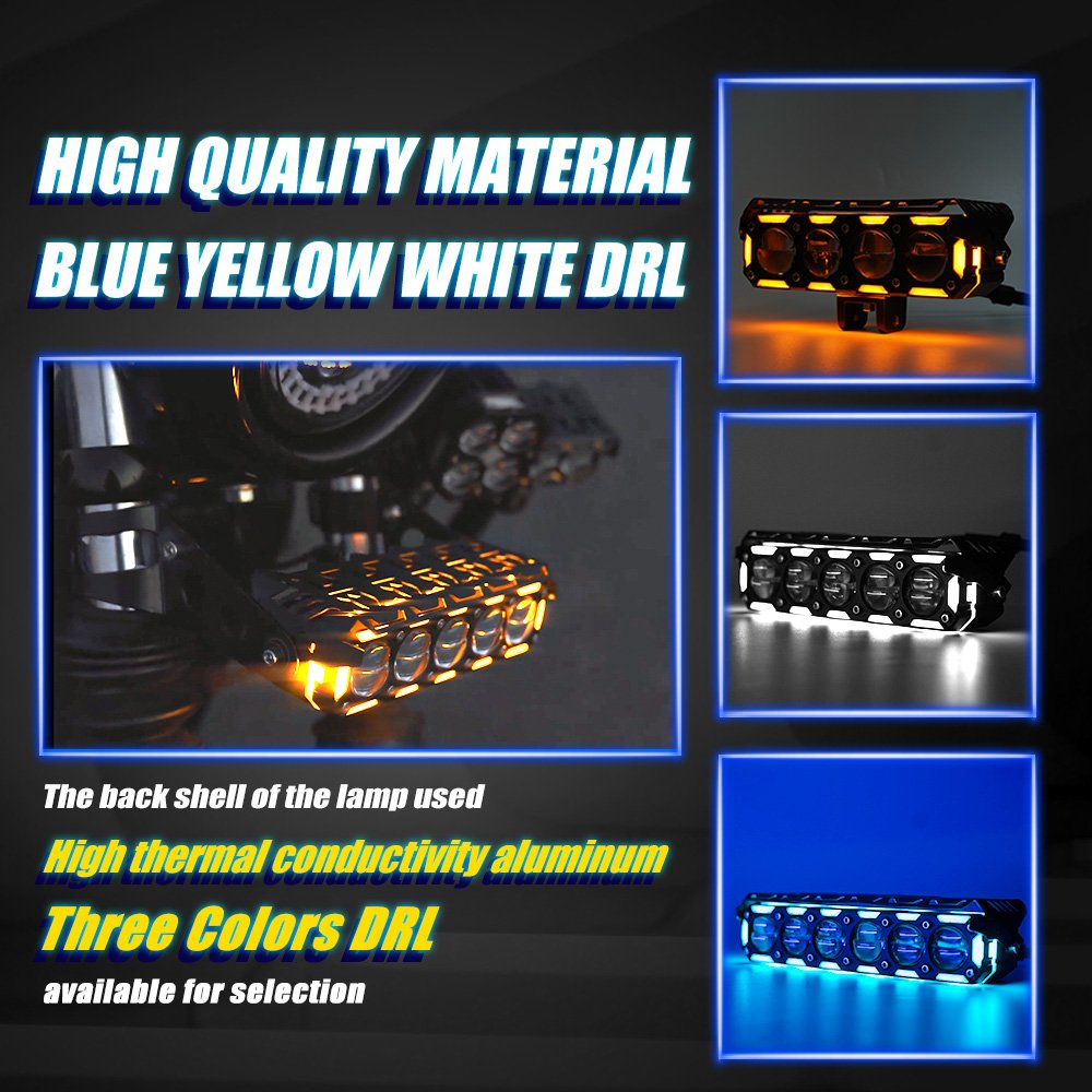 MOTOLED Motorcycle Fog Light Small Led Dual Color Lights Front Headlight Universal 100 Wattts 60w 70w 80w 100w 200w
