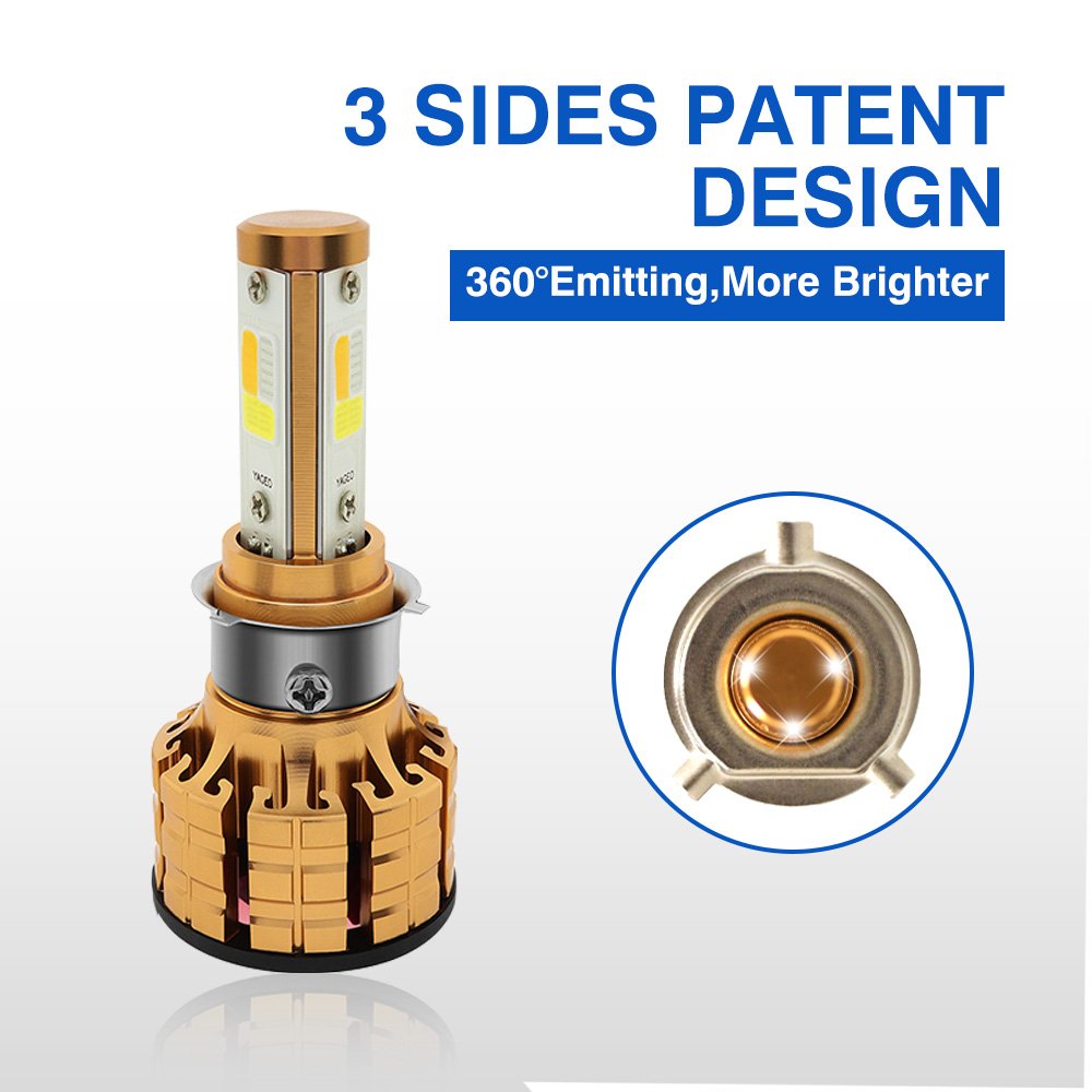 MOTOLED Super Bright 60W 6000Lumen Triple Color COB White Yellow Blue Color M3-BYW Motorcycle Led Headlights with Flash