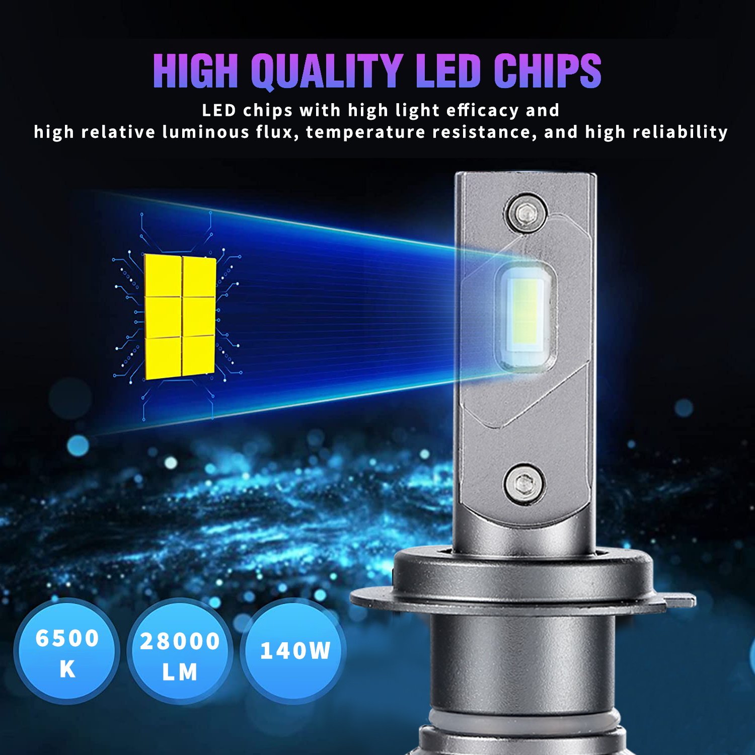 X-7SEVEN Top Sale 140W 28000LM H7 H11 9005 3000K 2 Copper Tubes Yellow Bulb Car Headlight Accessories