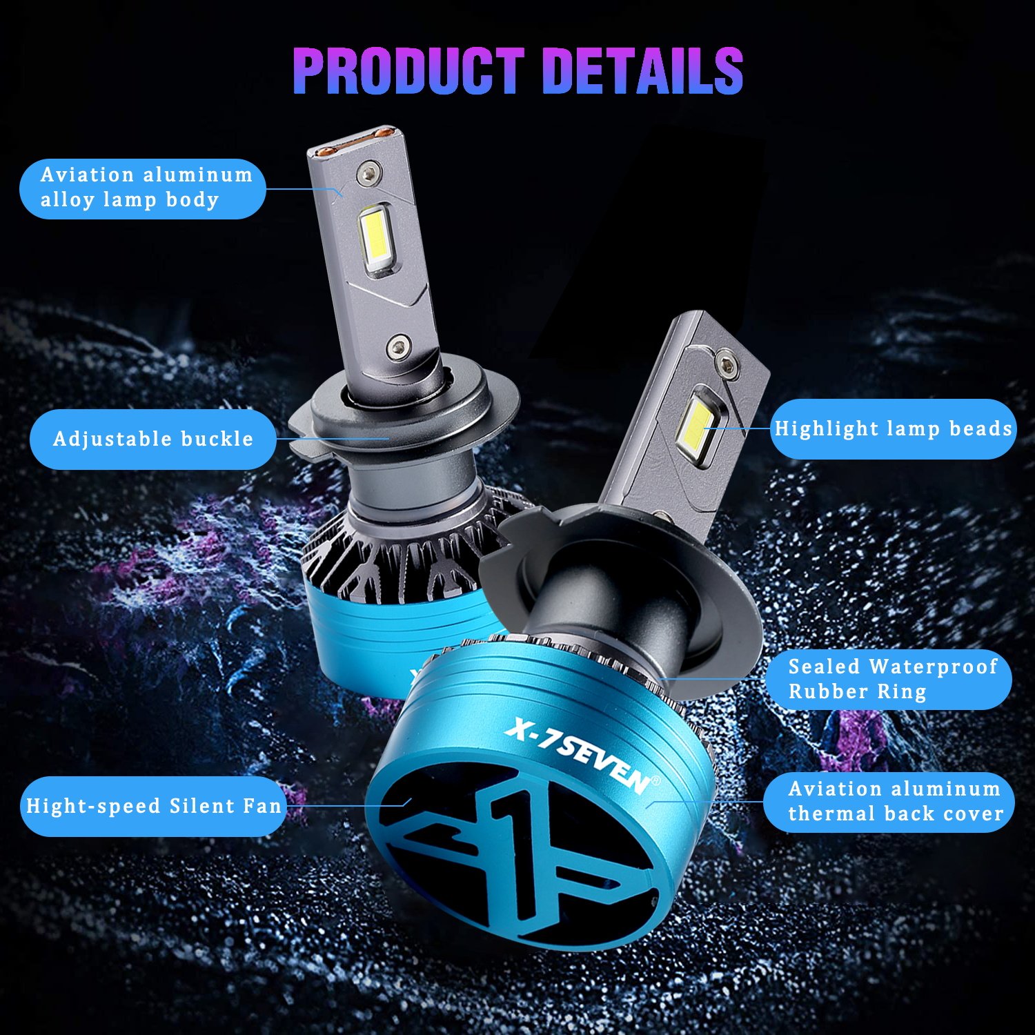 X-7SEVEN Top Sale 140W 28000LM H7 H11 9005 3000K 2 Copper Tubes Yellow Bulb Car Headlight Accessories