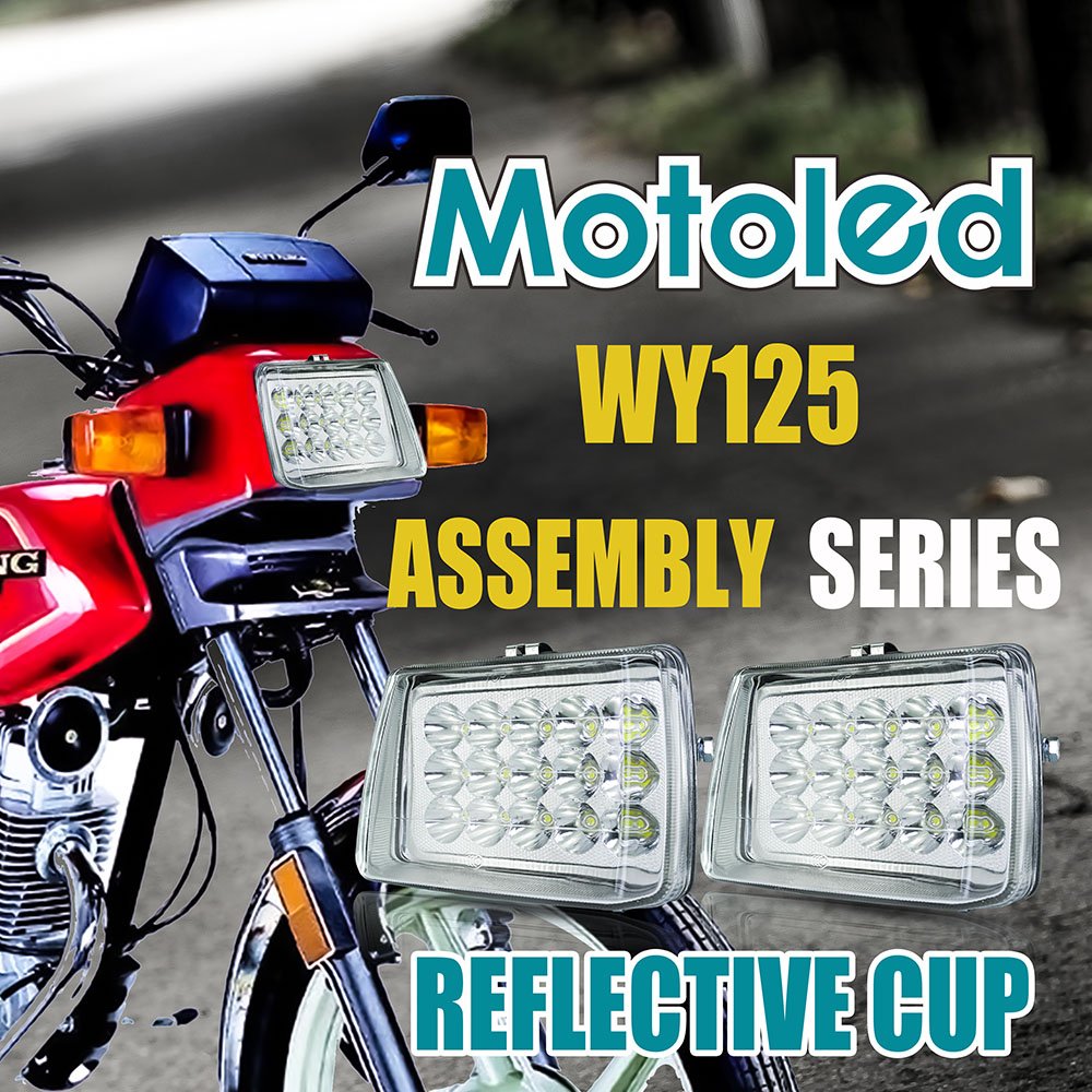 MOTOLED Motorcycle Headlight Assembly DC12V 15 Lamp High Limited Lumen High Low Beam for Honda SIrius WY125 Led Accessory