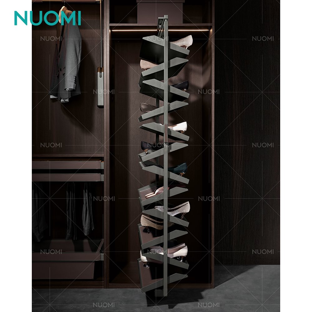 NUOMI HERA Wardrobe Hardware Accessories 360 Rotating Shoe Rack Soft Closing Pull Out Furniture Shoes Racks Storage Organizer