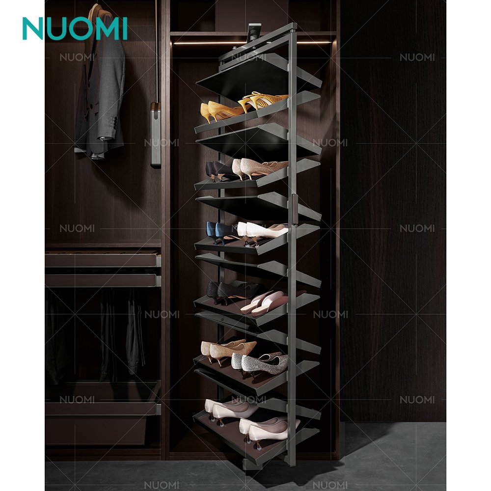 NUOMI HERA Wardrobe Hardware Accessories 360 Rotating Shoe Rack Soft Closing Pull Out Furniture Shoes Racks Storage Organizer