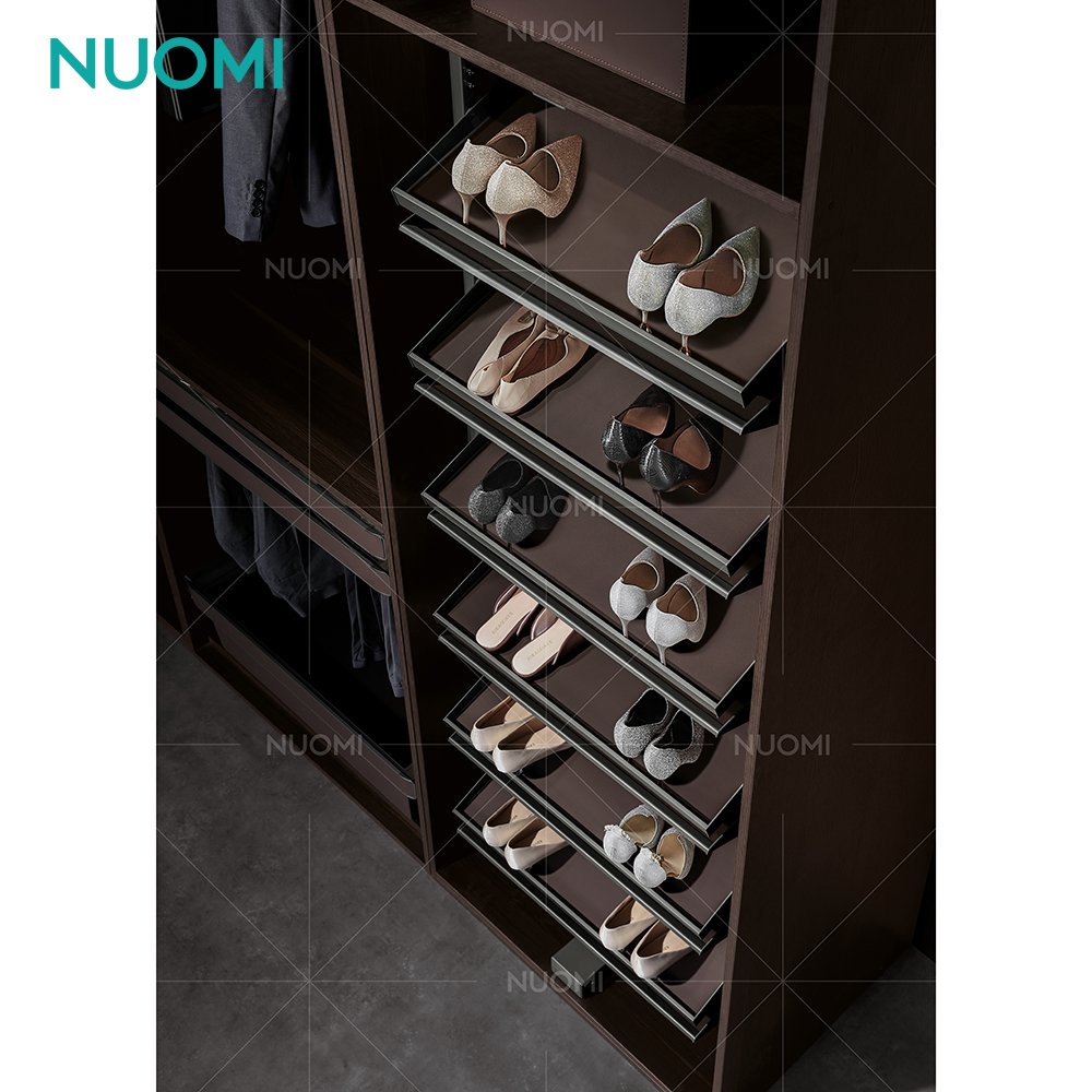 NUOMI HERA Wardrobe Hardware Accessories 360 Rotating Shoe Rack Soft Closing Pull Out Furniture Shoes Racks Storage Organizer
