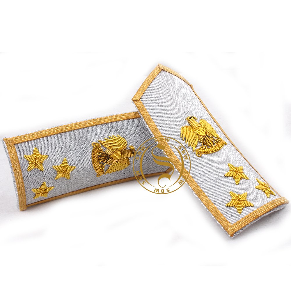 High Quality Flying Ceremonial Uniform Accessories Customized Three Gold Bar with Anchor Epaulettes Pilot Use Uniform Accessory