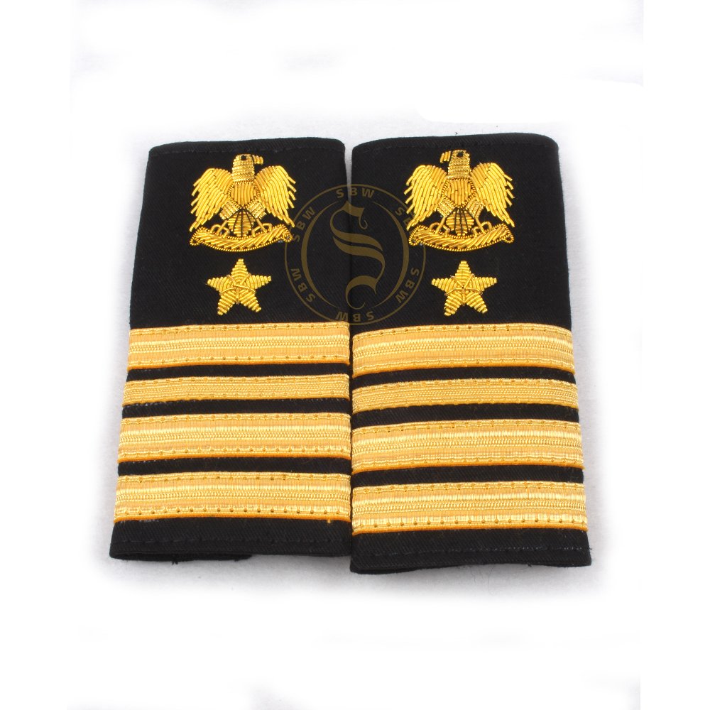 High Quality Flying Ceremonial Uniform Accessories Customized Three Gold Bar with Anchor Epaulettes Pilot Use Uniform Accessory