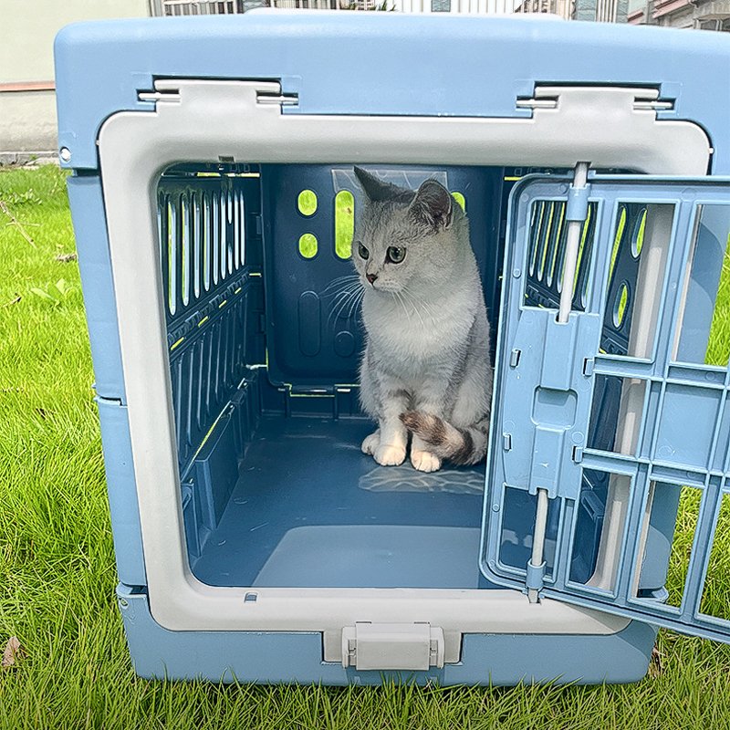 Wholesale Portable Foldable Cat Dog Cage Solid Plastic Sustainable Design Small Outdoor Breathable Space Capsule Pet Aviation