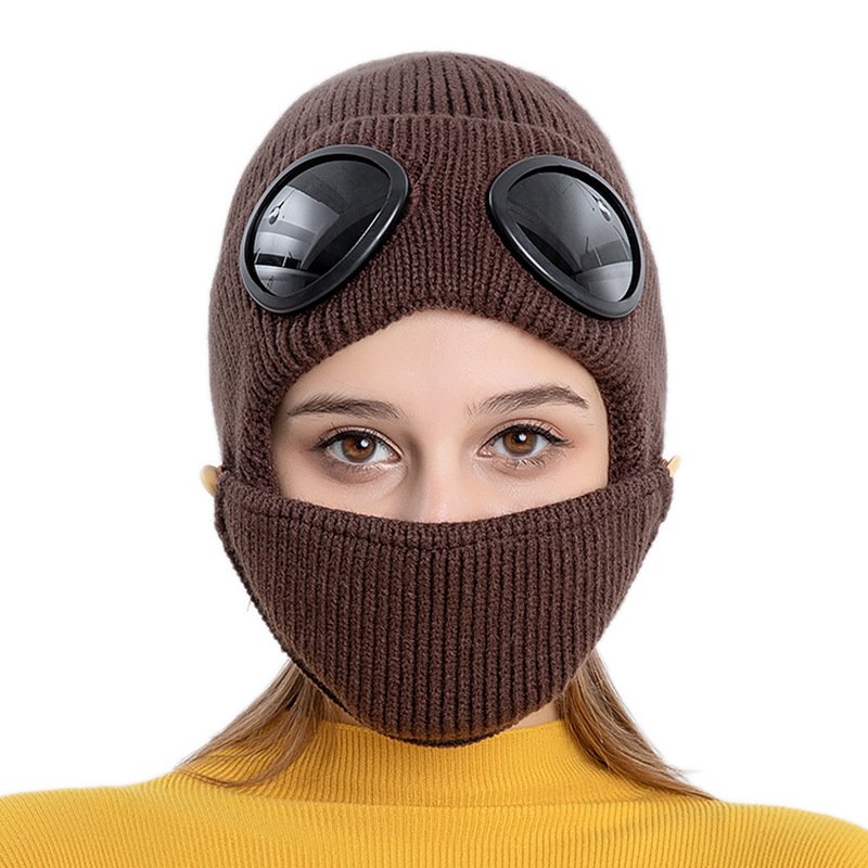 Wholesale Winter Accessories Men Women Cotton Aviator Beanie Earflap Knitted Hat Scarf Windproof Warm Thick Fleece Lined Printed