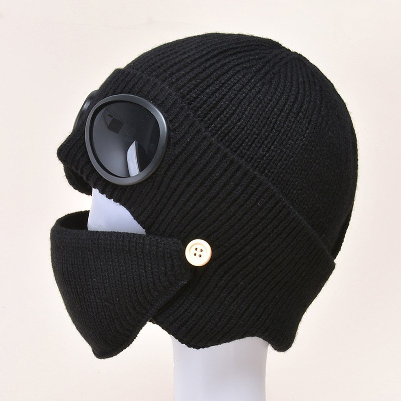 Wholesale Winter Accessories Men Women Cotton Aviator Beanie Earflap Knitted Hat Scarf Windproof Warm Thick Fleece Lined Printed