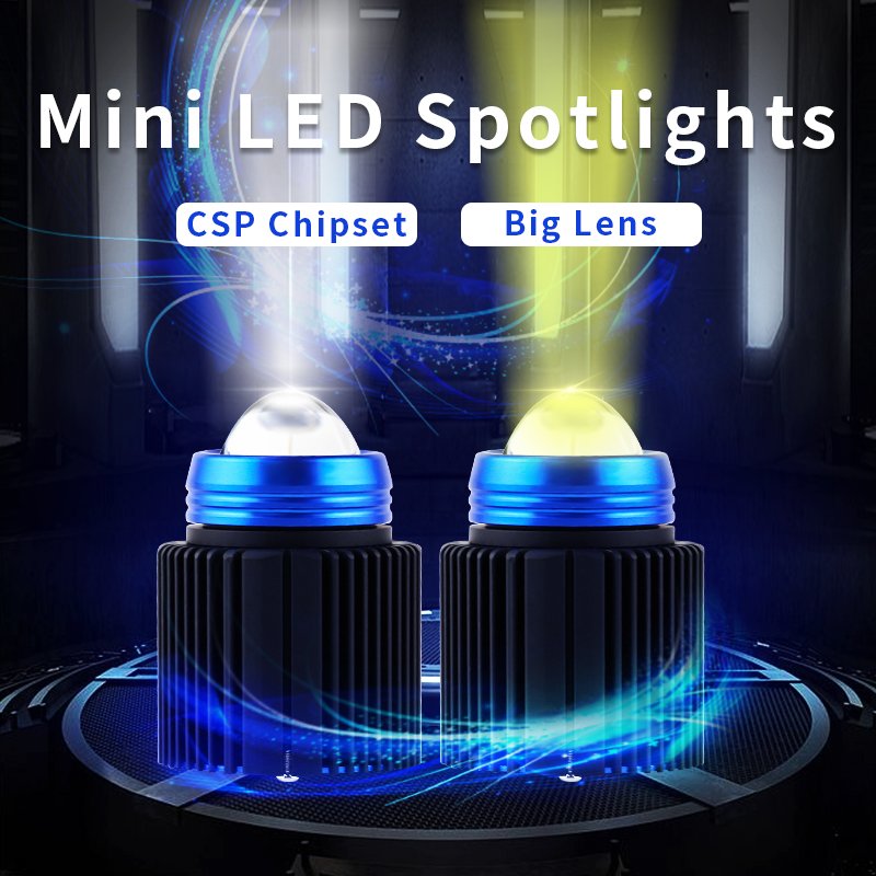 Crystal White Car Motor LED Headlight High Low Beam Dual Color LED Fog Light Switchback White Yellow Daytime Running Light