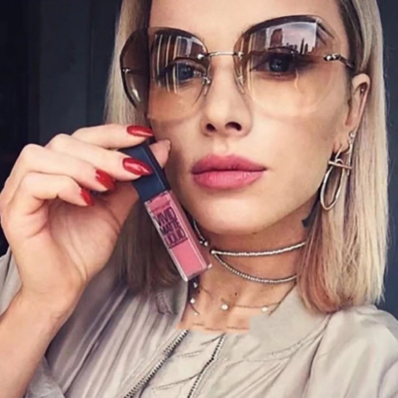 9005 Newest Diamond Cut Gradient Lens Oversized Irregular Rimless Sunglasses for Women