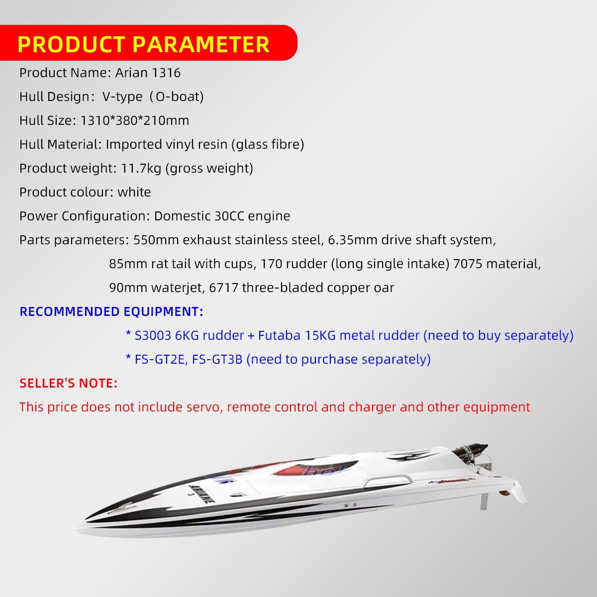 TFL 1316 Model Boat 1.3m Fibreglass & Carbon Fibre RC Petrol Boats RC Ship Toys