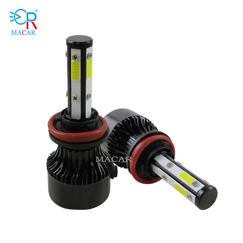 MACAR High Quality Car COB Led Headlights H3 H7 H11 H1 9005 9006 Fog Light 60W 8000LM Five Side Led Headlight for Universal Car