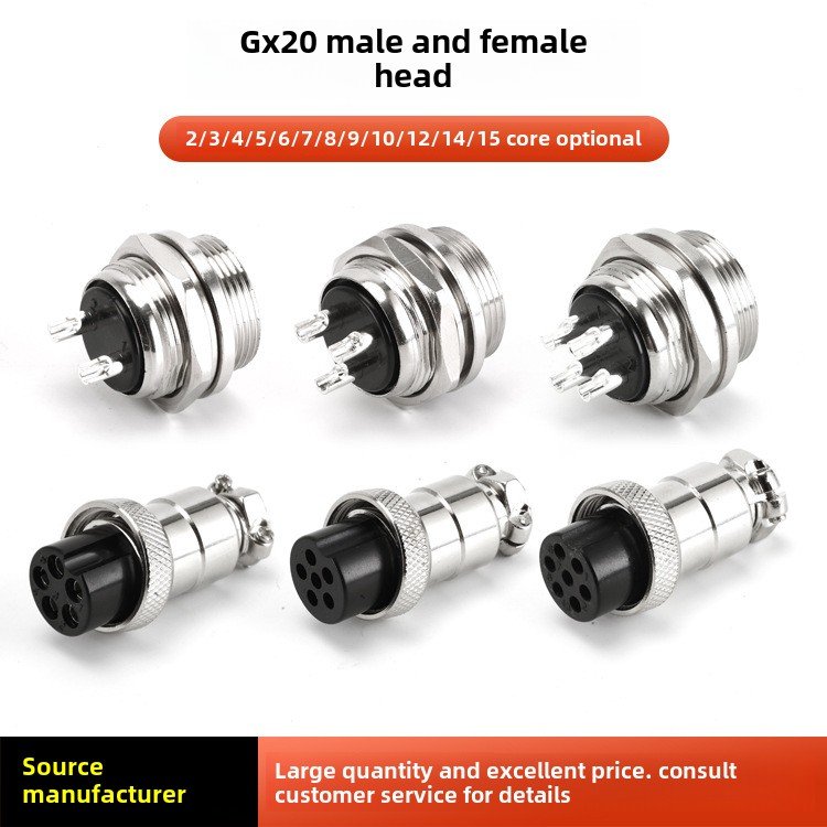 Aviation Plug GX20 Series Connector Male 20-2/3/4/5/6/7/8/9/10/12/14/15 Core Power Supplies Accessories