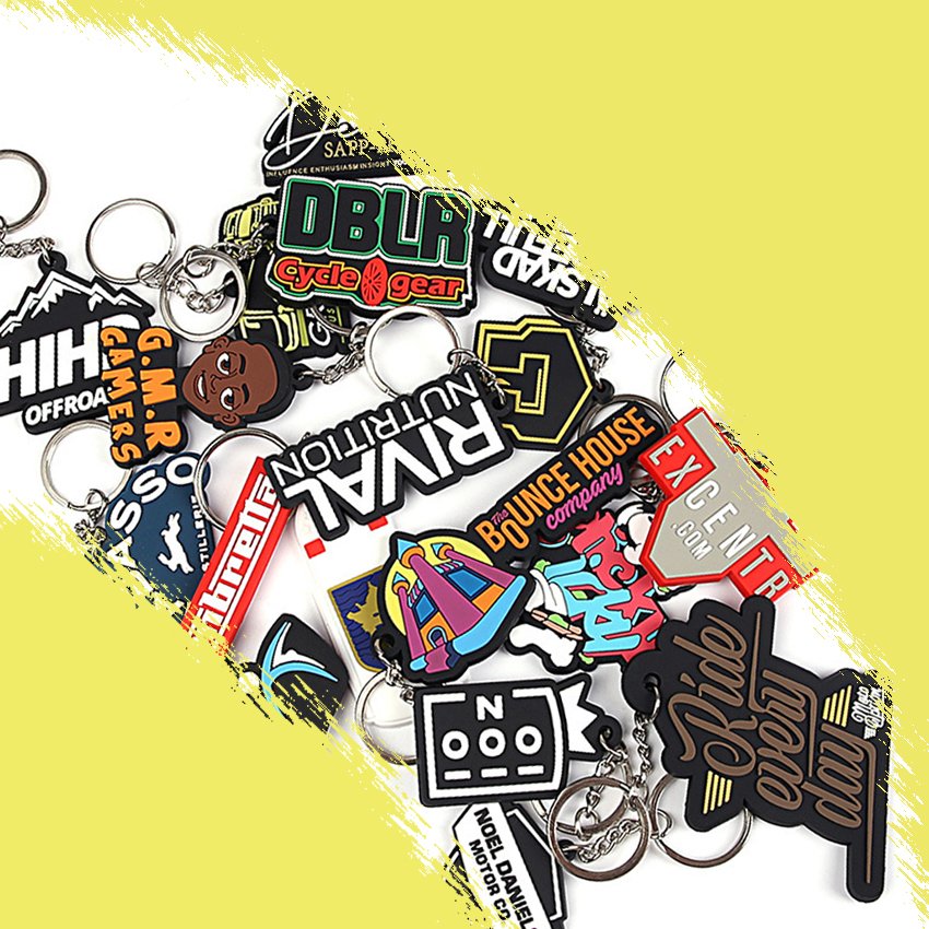 Custom Embroidered PVC Keychain with Logo Design Fabric Embroidery and Rubber Material Sublimation Key Tag