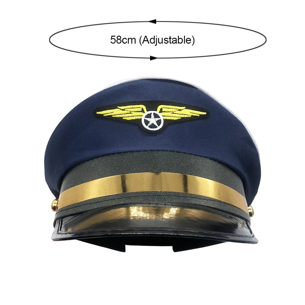 Aviation Cap Pilot Uniform Hat Work Airplane Men Captain Hat Cosplay Aviation Navy Party Sailors Cap Performance Unisex