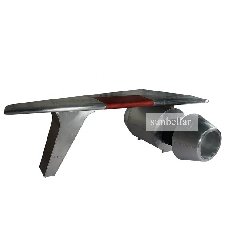 Aviation Furniture Aviator Wing Desk Metal Aluminium Genuine Aircraft Wing Table Restoration Airplane Cowling Desks Aluminum