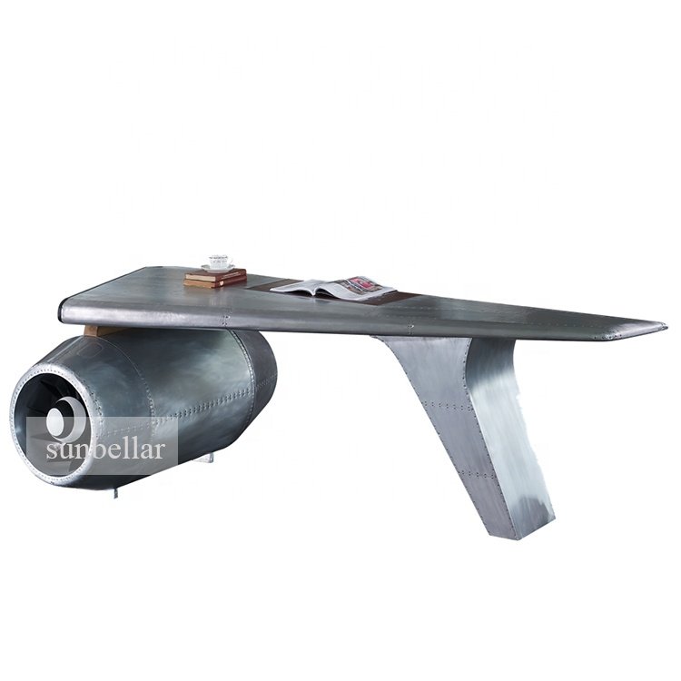 Aviation Furniture Aviator Wing Desk Metal Aluminium Genuine Aircraft Wing Table Restoration Airplane Cowling Desks Aluminum