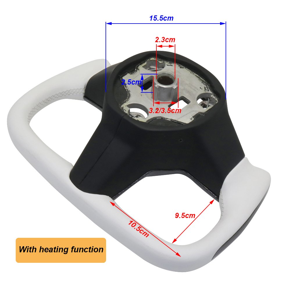 Carbar Yoke Steering Wheel Racing for Tesla Model 3 Model Y 2017-2022 Leather Carbon Fiber Black White Color Heating Optional