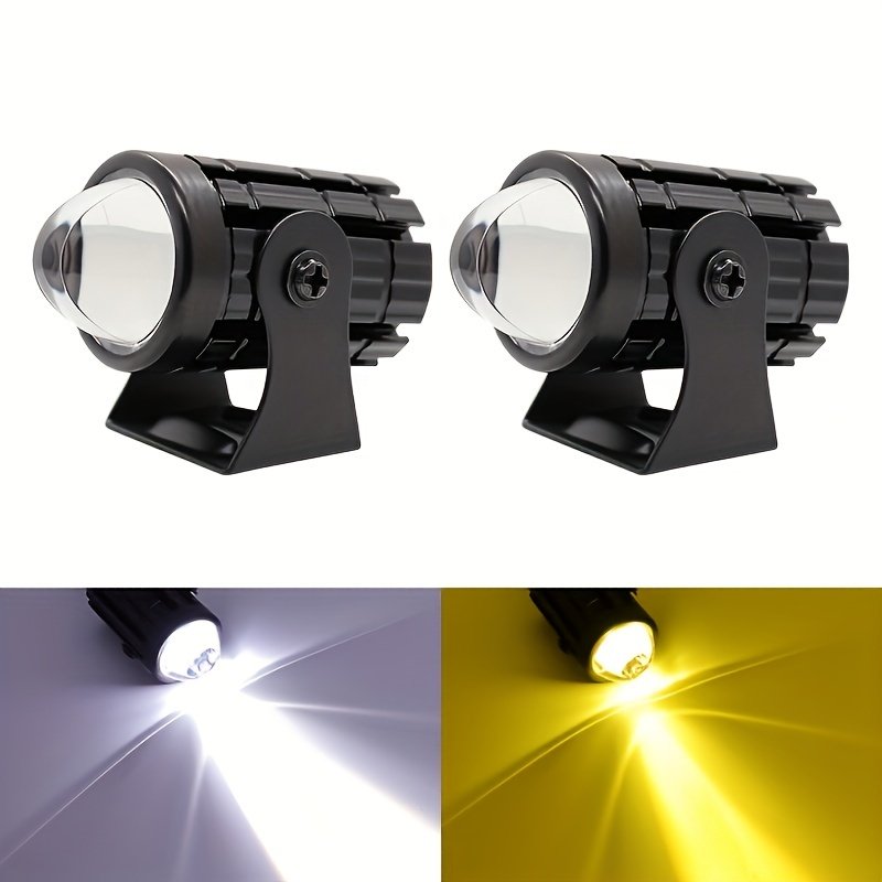 Motorcycle LED Headlamp Car Headlight Bulbs Auto Spotlights Lamp Projector Lens Dual Color Spot Fog Work Auxiliary Light 70W