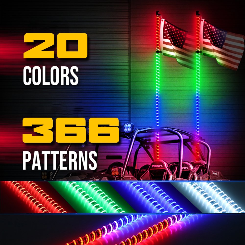 Rgb Chasing Flag Universal Antennas Led Whip Light for Utv Atv Accessories