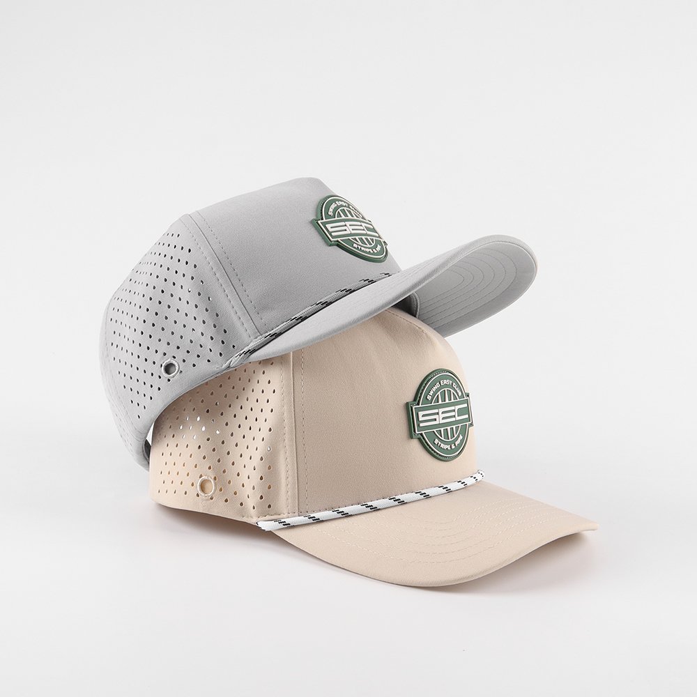 Custom Pvc Rubber logo 5 Panel Sports Snap Back Waterproof Baseball Performance Rope Golf Hat With Magnetic Ball Marker