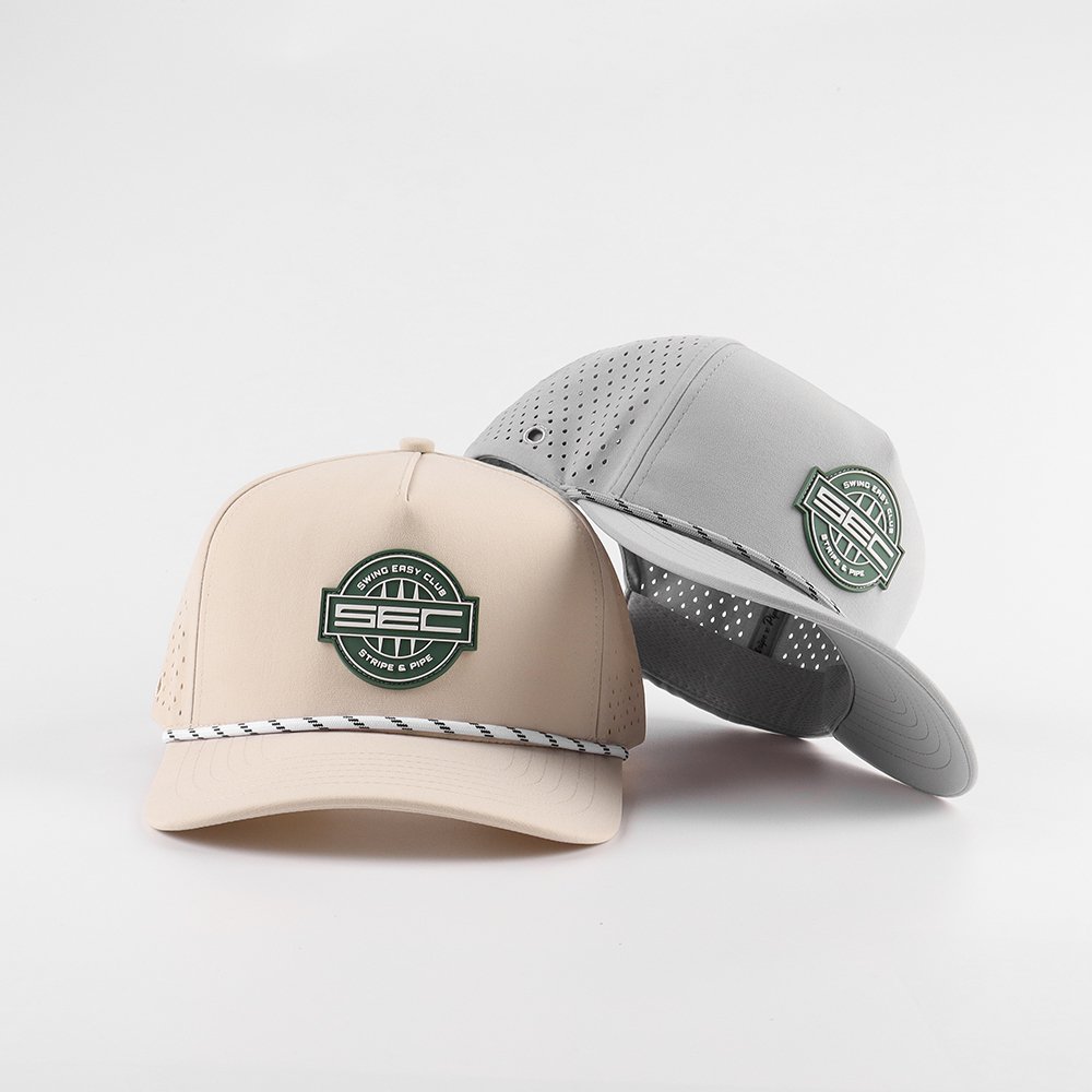 Custom Pvc Rubber logo 5 Panel Sports Snap Back Waterproof Baseball Performance Rope Golf Hat With Magnetic Ball Marker