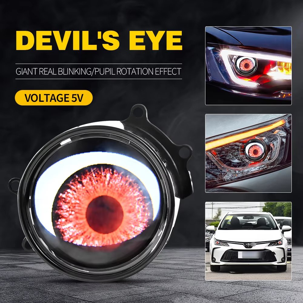 Hot Sale 12V LED Headlights New Glass Car Light Accessories with Blinking Function and Picture-Changing Capabilities