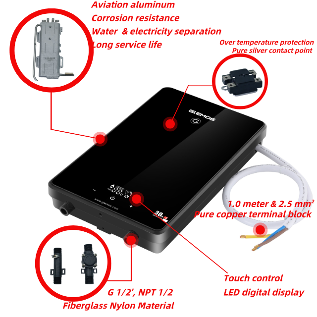High Quality 8kw Smart Constant Temperature Instant Geyser Water Heater Electric for Hotel Shower Bathroom Whole House