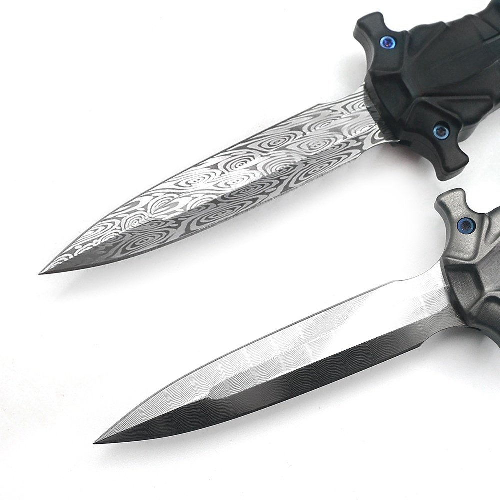 Elegant Design Mermaid Outdoor Hunting Knife Damascus Steel Utility Camping Knife Survival Cutter for Self Defence with Aluminum