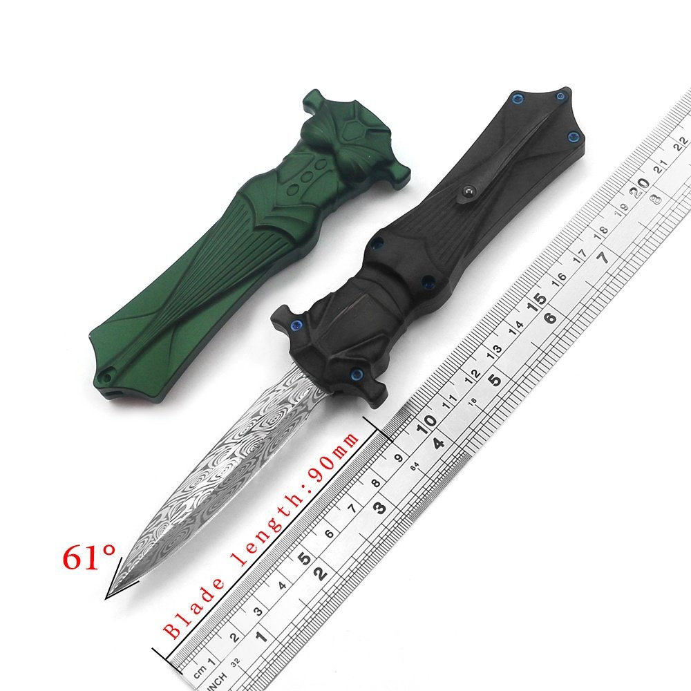 Elegant Design Mermaid Outdoor Hunting Knife Damascus Steel Utility Camping Knife Survival Cutter for Self Defence with Aluminum
