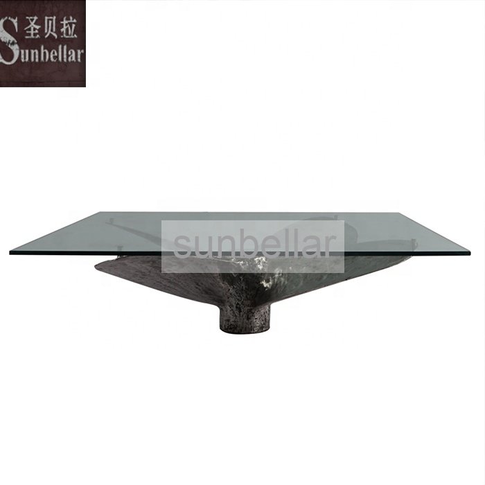Aviation Furniture Glass Coffee Table Aircraft Inspired Propeller Vintage Aircraft American Industrial Loft aviator Round Table